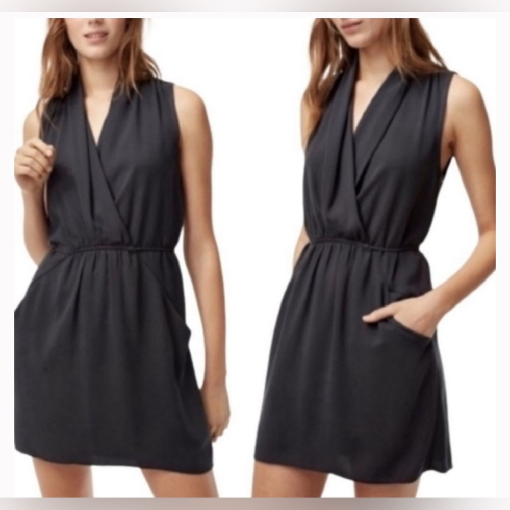 ARITZIA Wilfred Sabine Wrap Dress Sleeveless Tie Waist Black Small